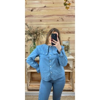 comprar camisa estrella mujer-camisa mujer azul barata