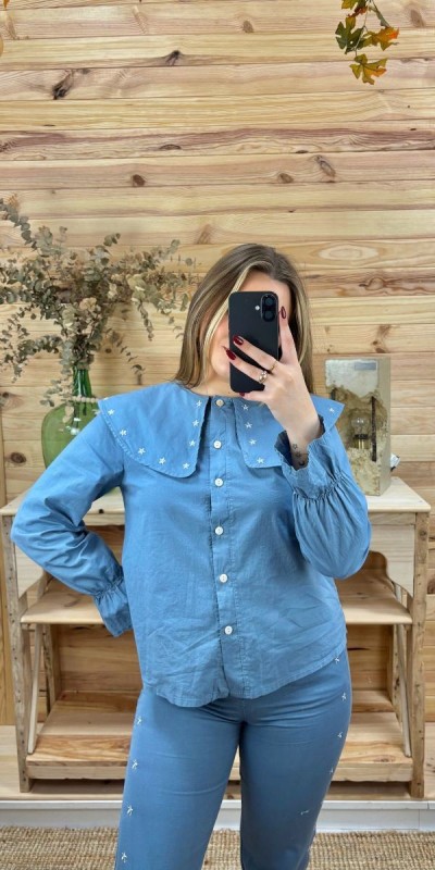 comprar camisa estrella mujer-camisa mujer azul barata