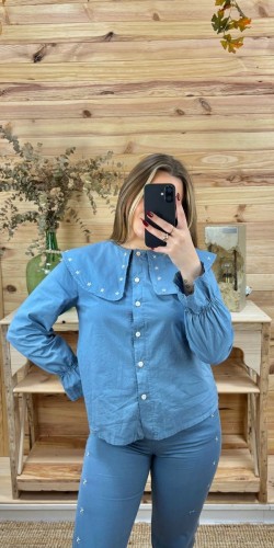 comprar camisa estrella mujer-camisa mujer azul barata