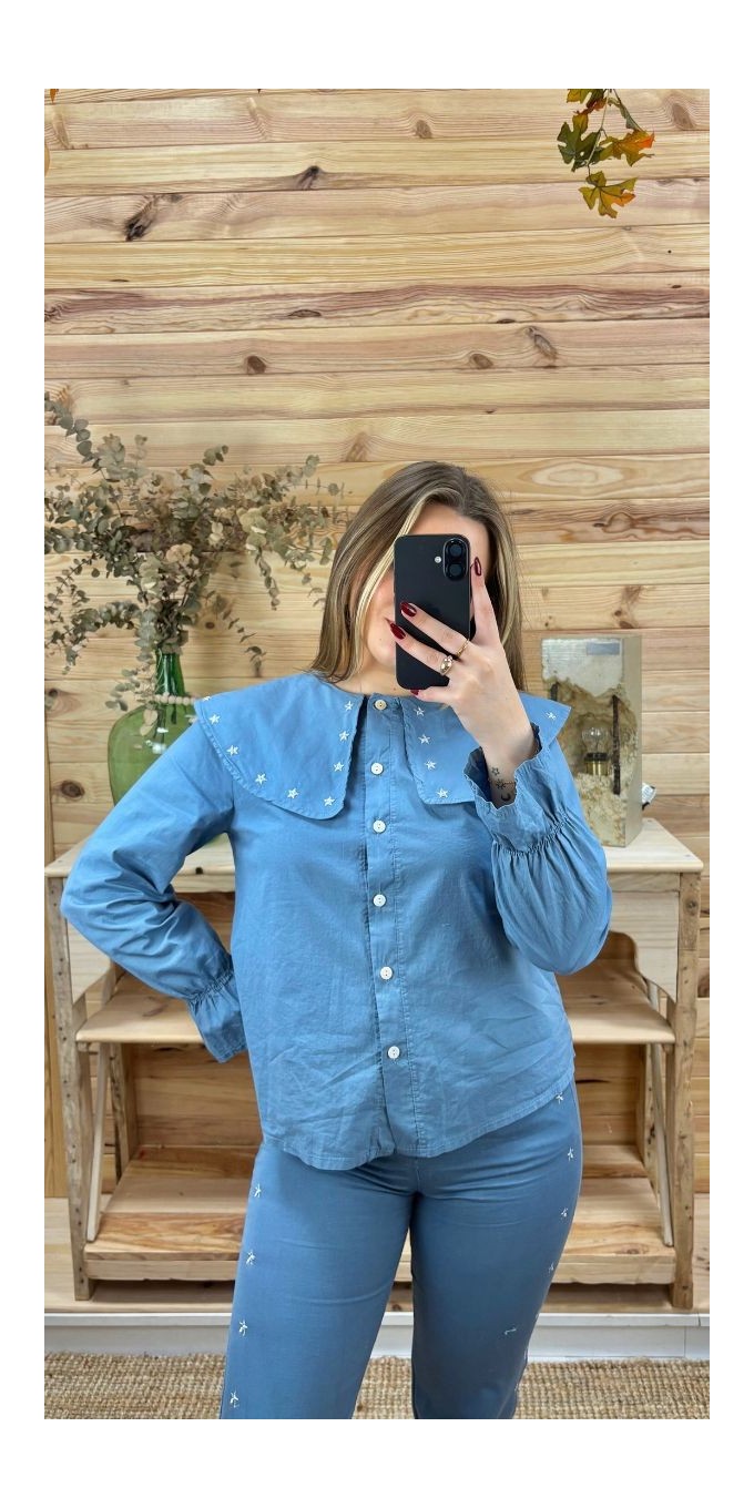 comprar camisa estrella mujer-camisa mujer azul barata
