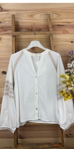 Camisa Santorini-camisa bordada-camisa blanca-camisa original-camisa barata
