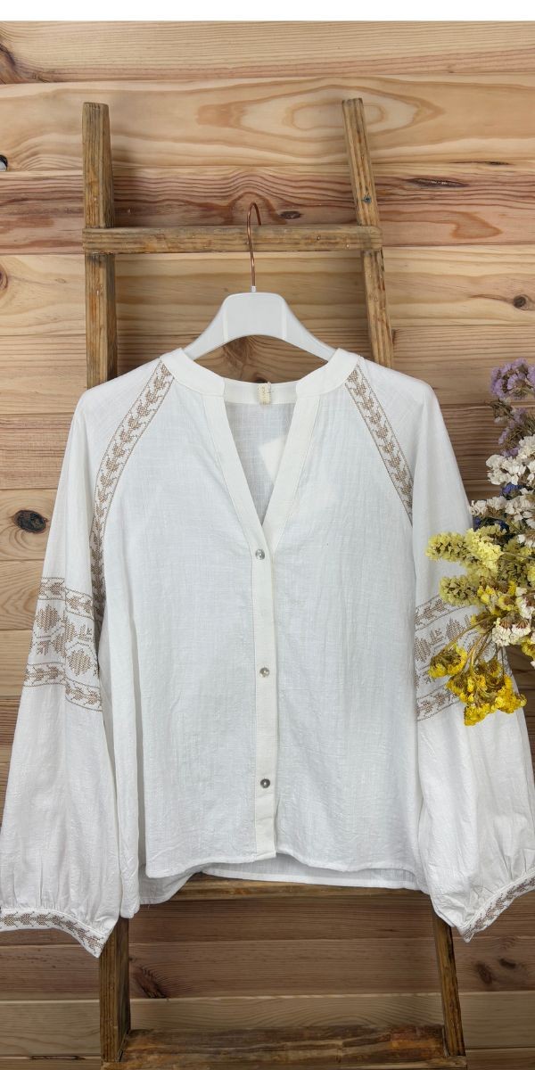 Camisa Santorini-camisa bordada-camisa blanca-camisa original-camisa barata