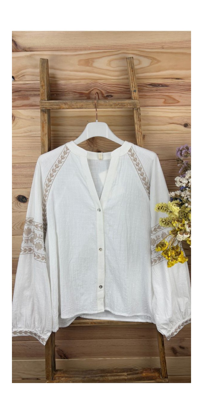 Camisa Santorini-camisa bordada-camisa blanca-camisa original-camisa barata