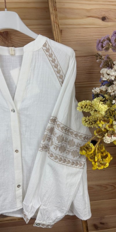 Camisa Santorini-camisa bordada-camisa blanca-camisa original-camisa barata