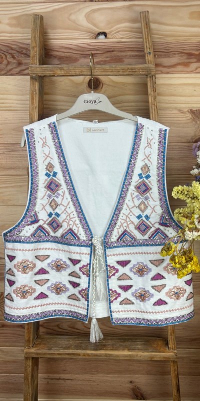 Chaleco Ibiza-chaleco bordado-chaleco verano-chaleco piedras-chaleco original