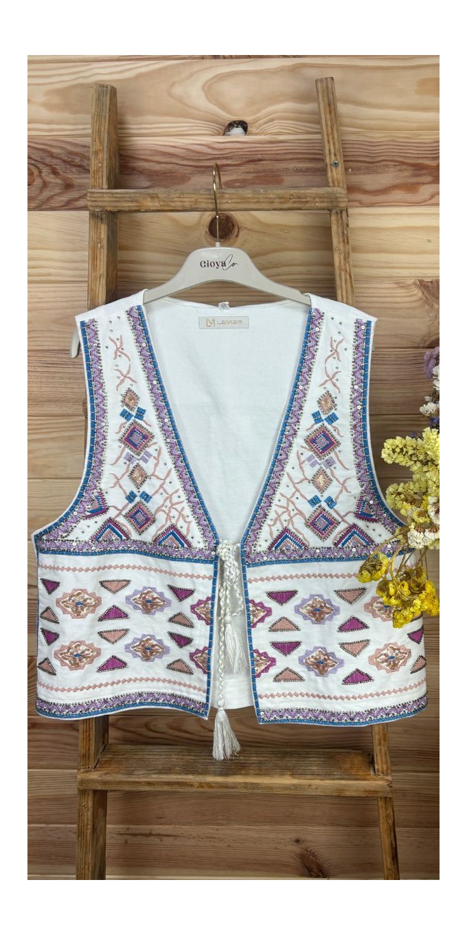 Chaleco Ibiza-chaleco bordado-chaleco verano-chaleco piedras-chaleco original
