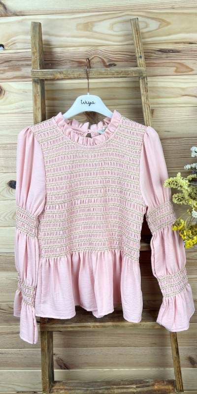 blusa madrid-blusa azul-blusa rosa-blusa panel de abeja-blusa juvenil-blusa barata