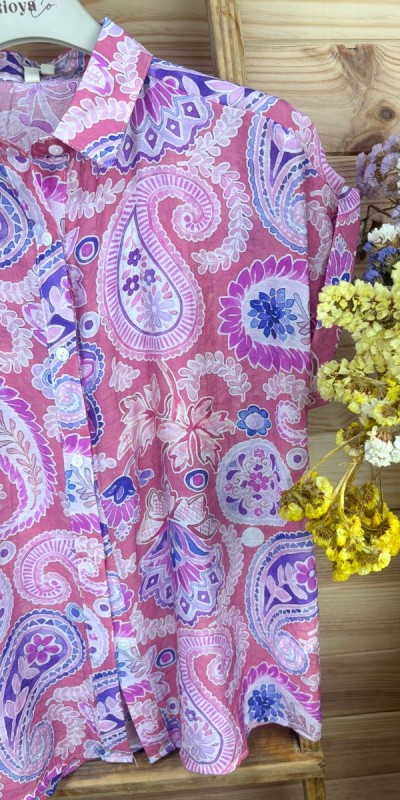 camisa caracola-camisa manga corta-camisa estampada mujer-camisa fresquita-camisa verano-camisa barata