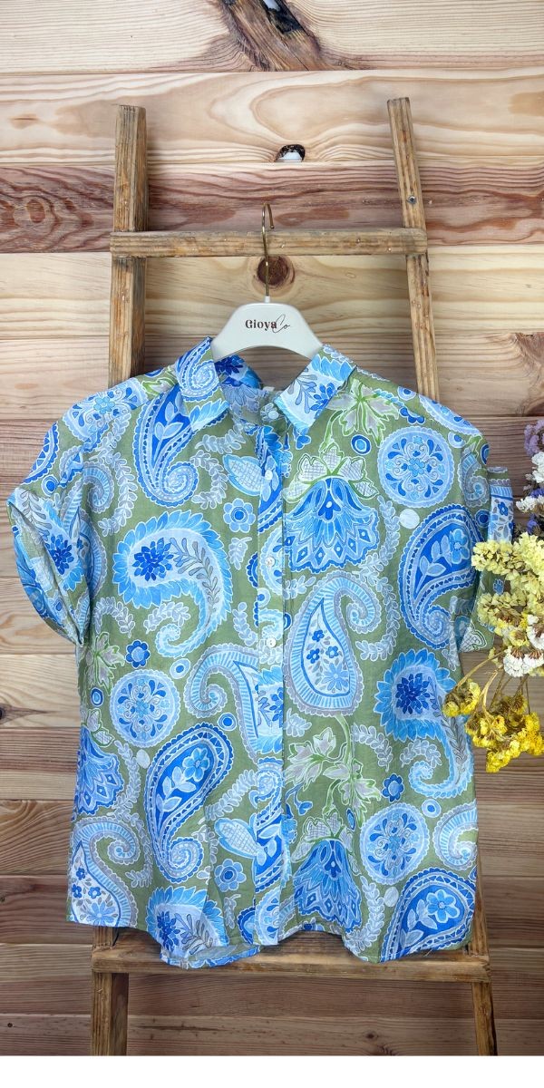 camisa caracola-camisa manga corta-camisa estampada mujer-camisa fresquita-camisa verano-camisa barata