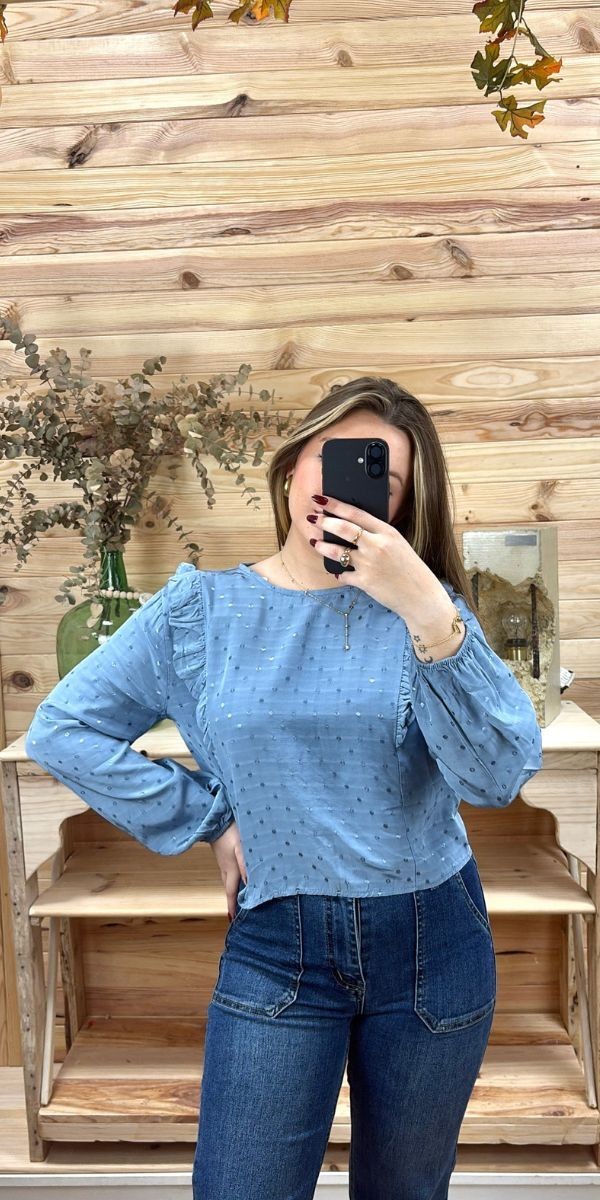 comprar blusa pompon mujer-blusa mujer azul barata