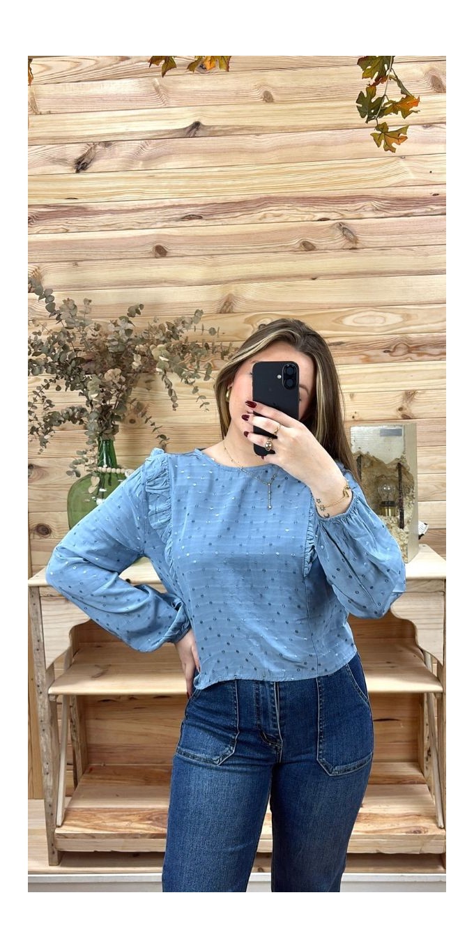 comprar blusa pompon mujer-blusa mujer azul barata