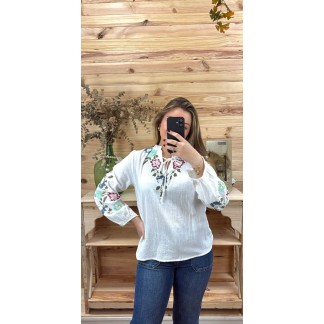 comprar camisa paris mujer-camisa mujer bordada barata-camisa flores