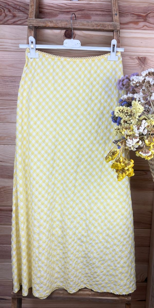 Falda Vichy-falda corte midi-falda de cuadros-falda barata-falda original