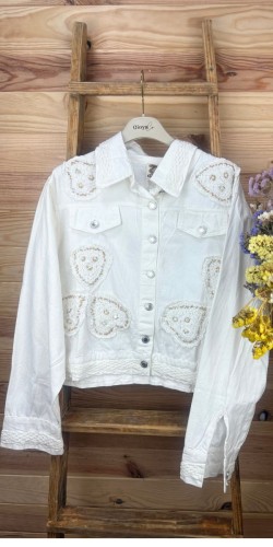 chaqueta vaquera jadea-chaqueta vaquera bordada-chaqueta vaquera blanca-chaqueta vaquera original