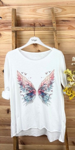 Camiseta mujer blanca-camiseta alas-camisetas mujer original-camiseta mujer barata