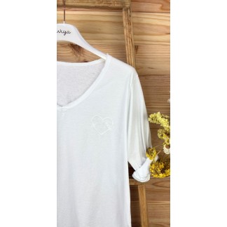 Camiseta mujer blanca-camiseta corazon-camisetas mujer original-camiseta mujer barata