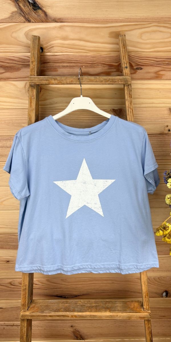 camiseta star-camiseta manga corta-camiseta blanca-camiseta azul-camiseta juvenil