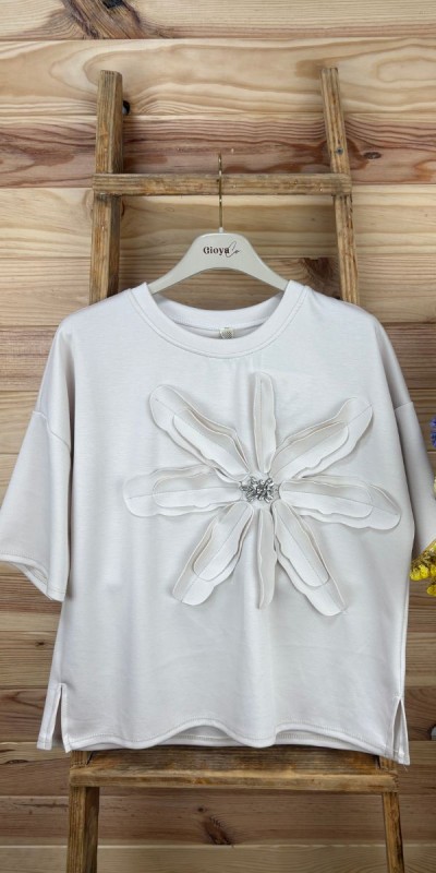 camiseta flor-camiseta con adorno-camiseta original-camiseta talla grande-camiseta barata