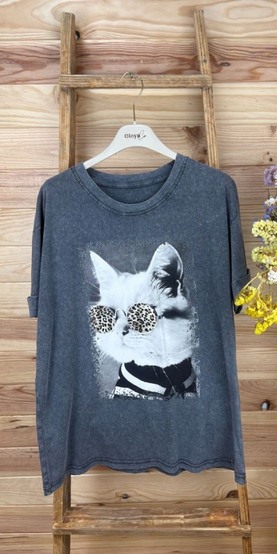 camiseta gato-camiseta manga corta-camiseta barata-camiseta original-camiseta fresca