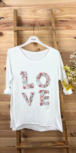 Camiseta mujer blanca-camiseta love-camisetas mujer original-camiseta mujer barata