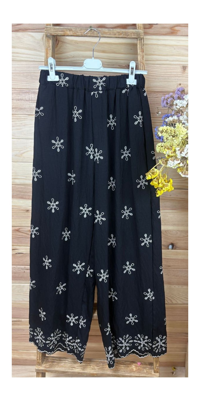 pantalon flor-pantalon negro-pantalon bordado-pantalon original-pantalon barato
