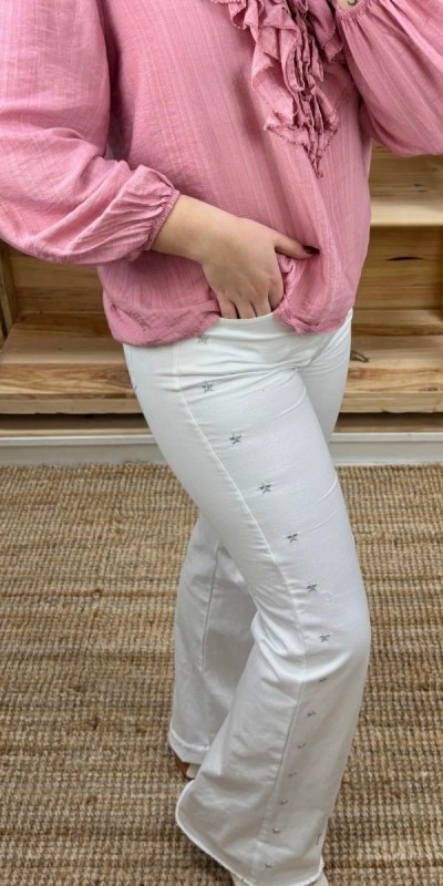 Pantalón estrellas-pantalón recto-pantalon juvenil mujer-pantalon original