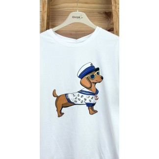 camiseta perrro marinero-camiseta original-camiseta manga corta-camiseta mujer-camiseta barata