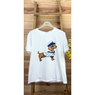 camiseta perrro marinero-camiseta original-camiseta manga corta-camiseta mujer-camiseta barata