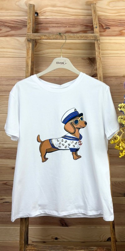 camiseta perrro marinero-camiseta original-camiseta manga corta-camiseta mujer-camiseta barata