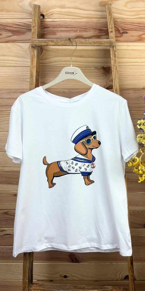 camiseta perrro marinero-camiseta original-camiseta manga corta-camiseta mujer-camiseta barata