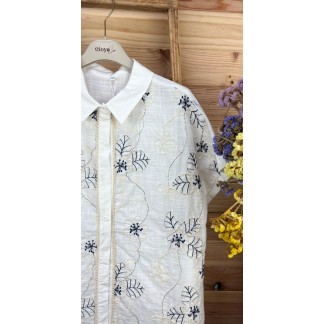 camisa capricornio-camisa mujer-camisa bordada-camisa manga corta-camisa mujer