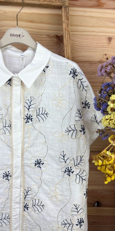 camisa capricornio-camisa mujer-camisa bordada-camisa manga corta-camisa mujer
