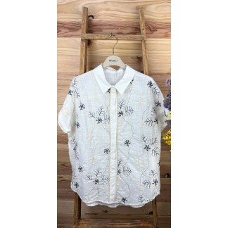 camisa capricornio-camisa mujer-camisa bordada-camisa manga corta-camisa mujer