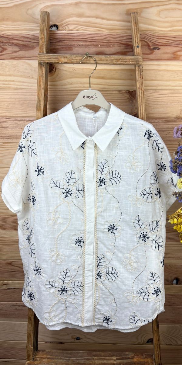 camisa capricornio-camisa mujer-camisa bordada-camisa manga corta-camisa mujer