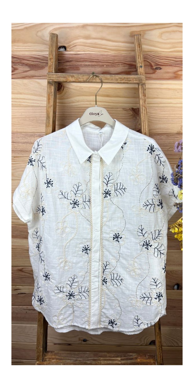 camisa capricornio-camisa mujer-camisa bordada-camisa manga corta-camisa mujer