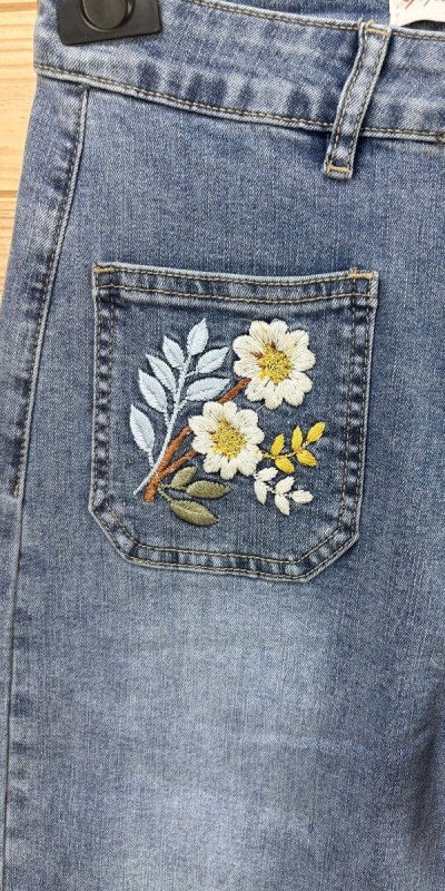 Pantalon floral de mujer- pantalon recto vaquero valencia