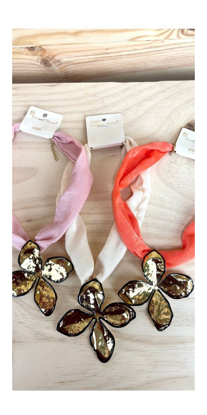 collar flor-collar acero mujer-collar mujer original-collar de colores con flor