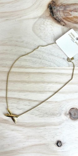collar X-collar acero inoxidable mujer-collar dorado mujer-collar original