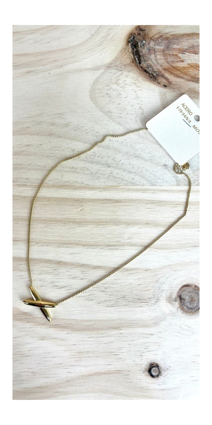 collar X-collar acero inoxidable mujer-collar dorado mujer-collar original