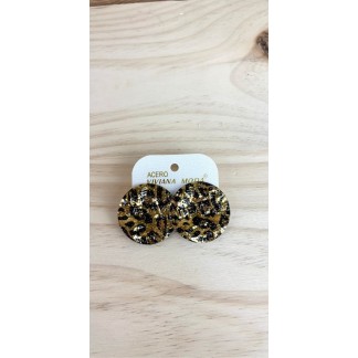 Pendiente animal-pendiente dorado con estampado de leopardo-pendiente de acero inoxidable