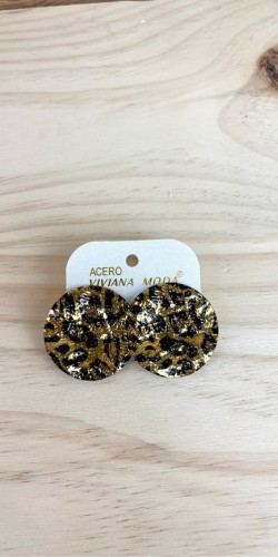 Pendiente animal-pendiente dorado con estampado de leopardo-pendiente de acero inoxidable