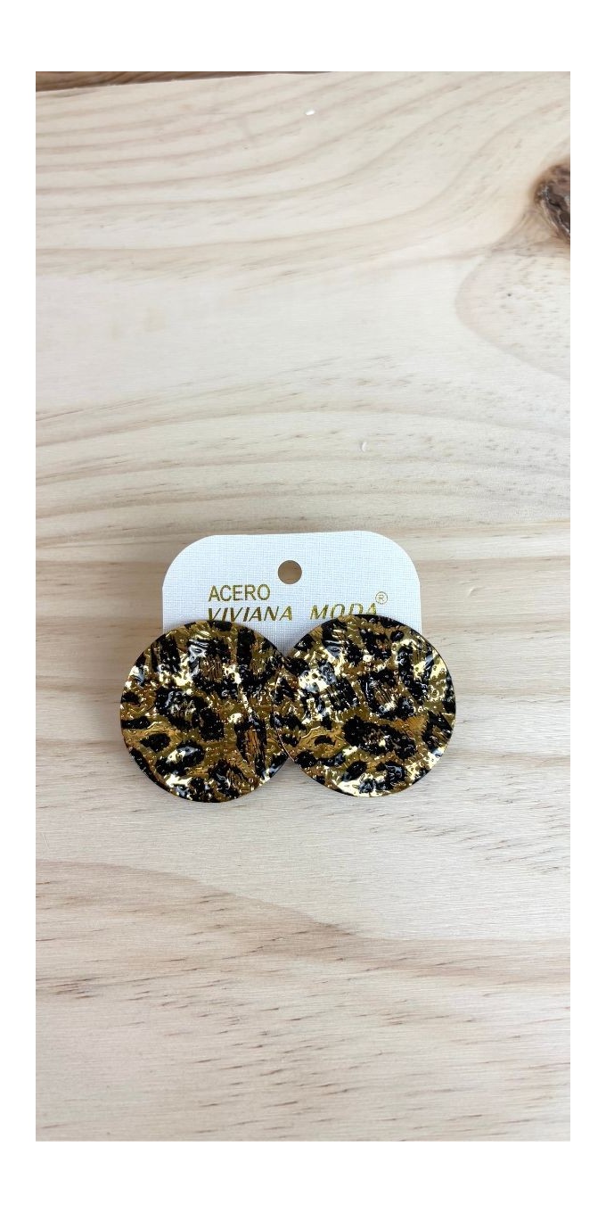 Pendiente animal-pendiente dorado con estampado de leopardo-pendiente de acero inoxidable